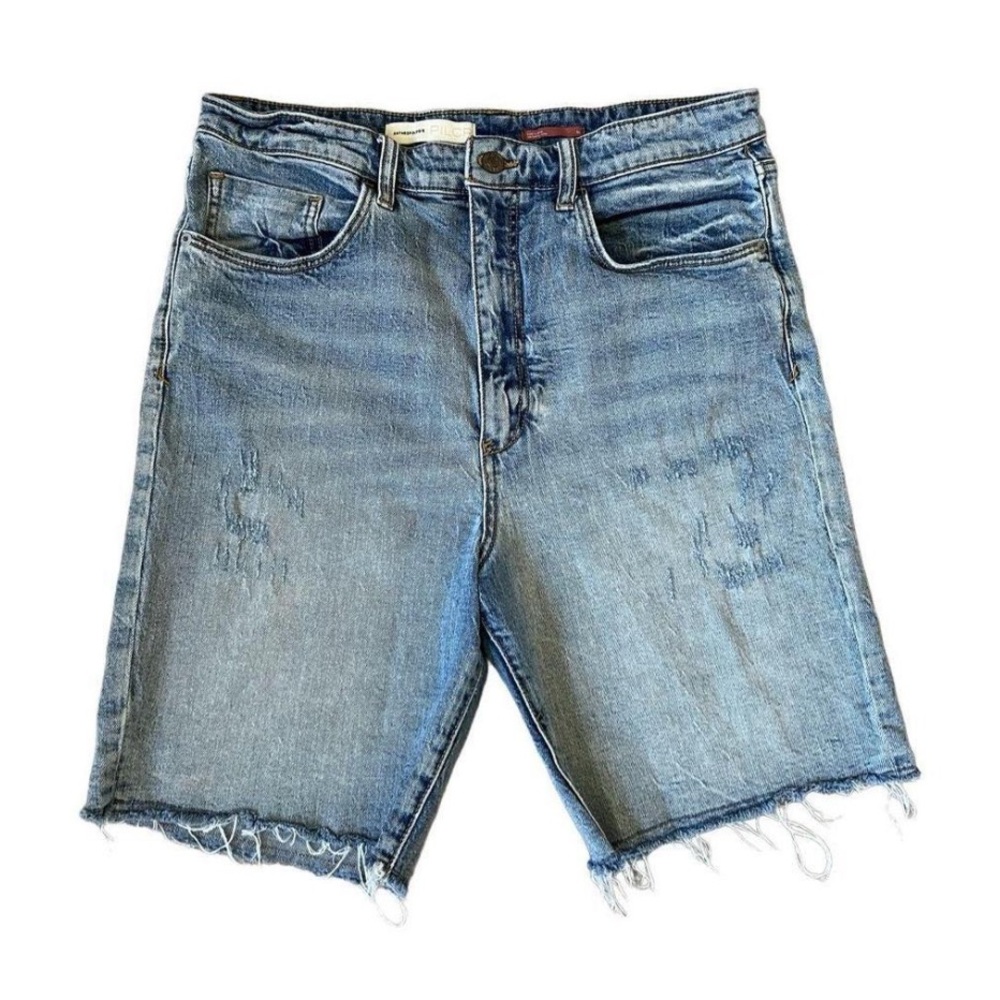 Anthropologie Pilcro Womens Blue Jean Shorts High Rise Size 26 Petite